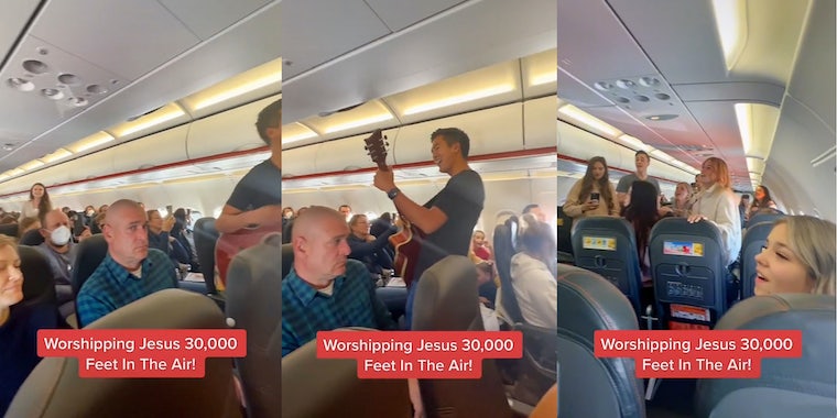 «Представьте, что вы садитесь в самолет и должны это послушать»: люди поют христианскую музыку в самолете, вызывая споры 